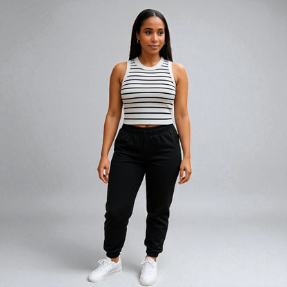 Striped Sleeveless Knitted Base Shirt