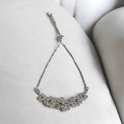 Pulsera de plata de ley ajustable de lujo para mujer