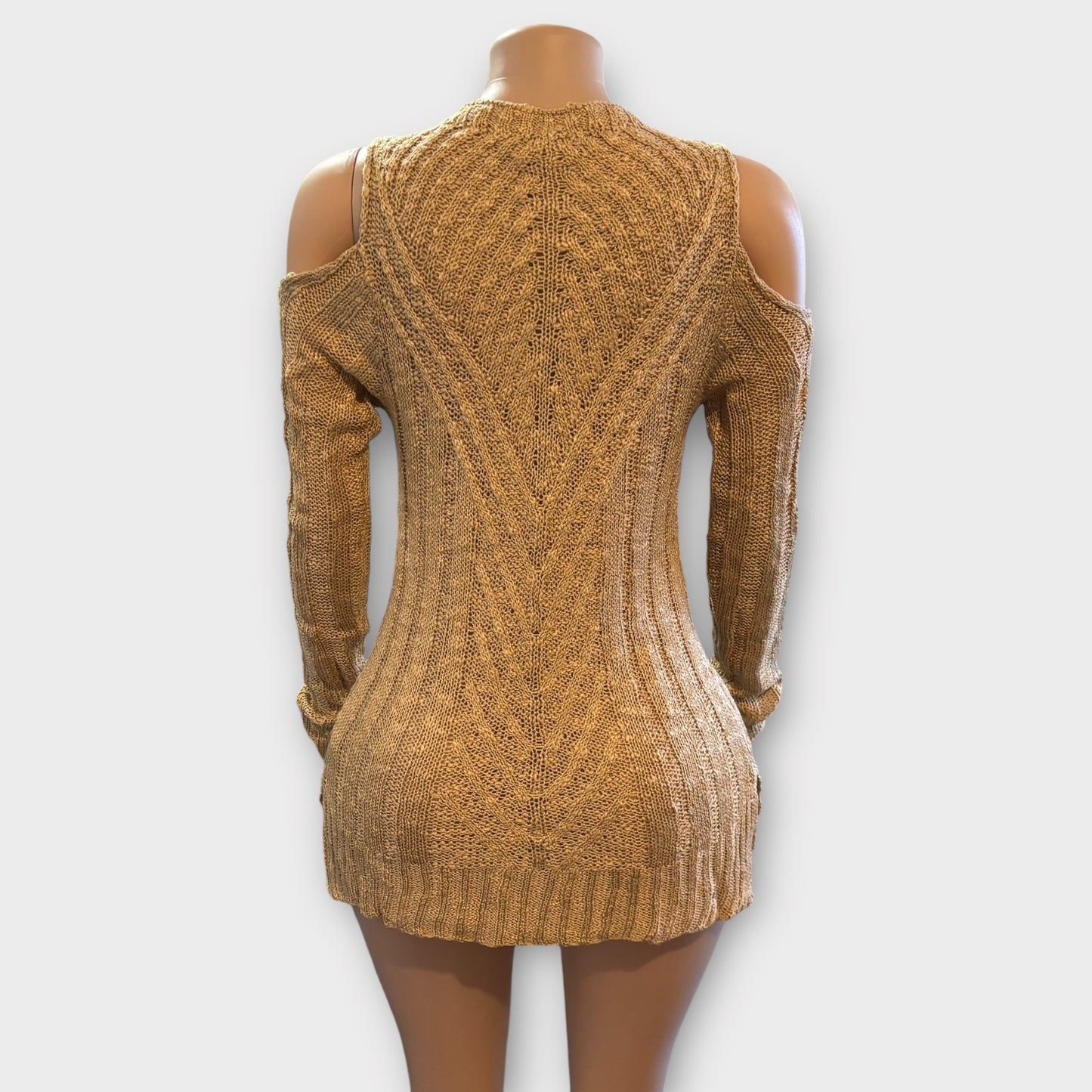 Suéter de punto de manga larga con hombros descubiertos para mujer