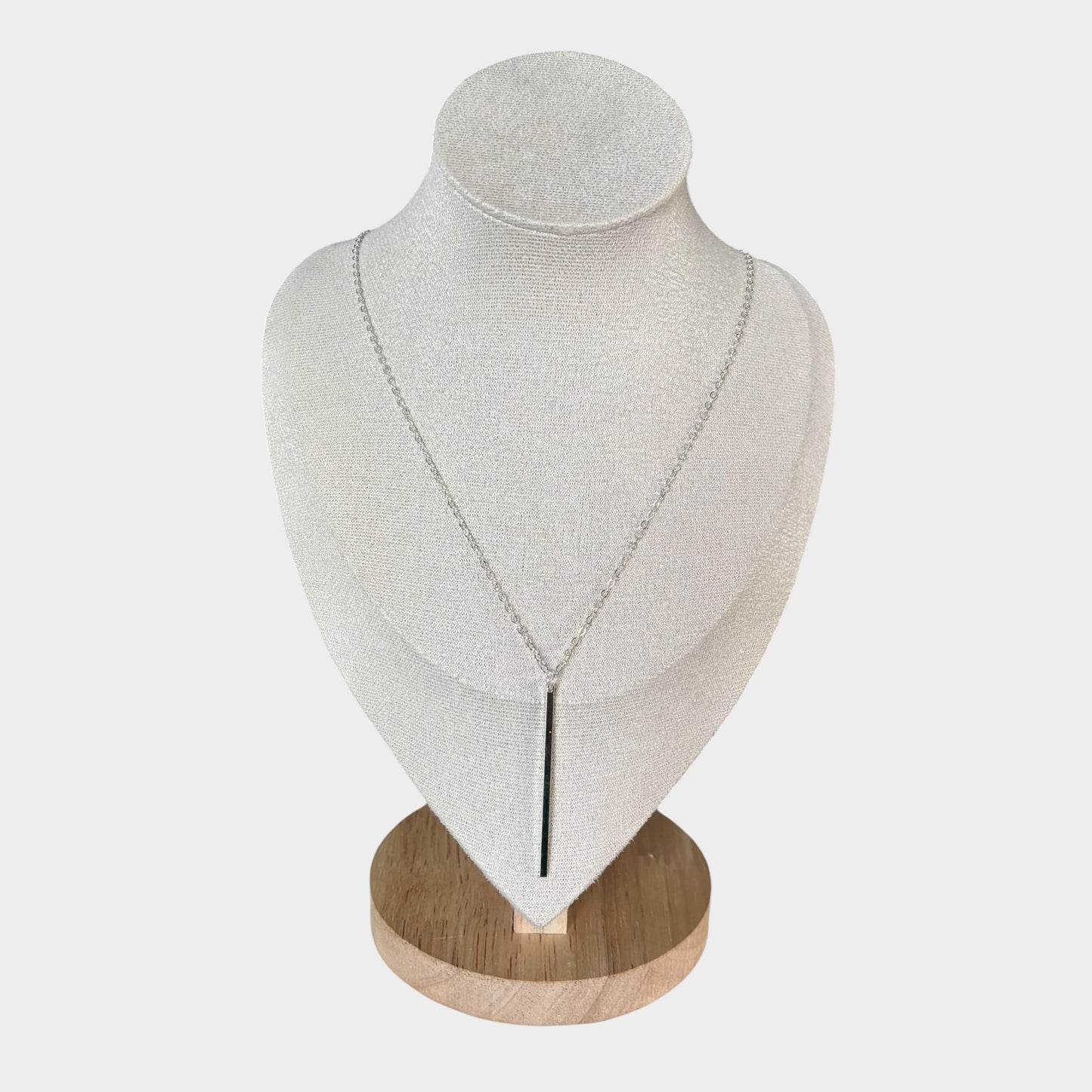 Long Classic Stick Pendant Silver Necklace