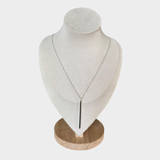 Long Classic Stick Pendant Silver Necklace