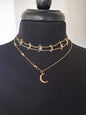 Collar bohemio con luna y estrella