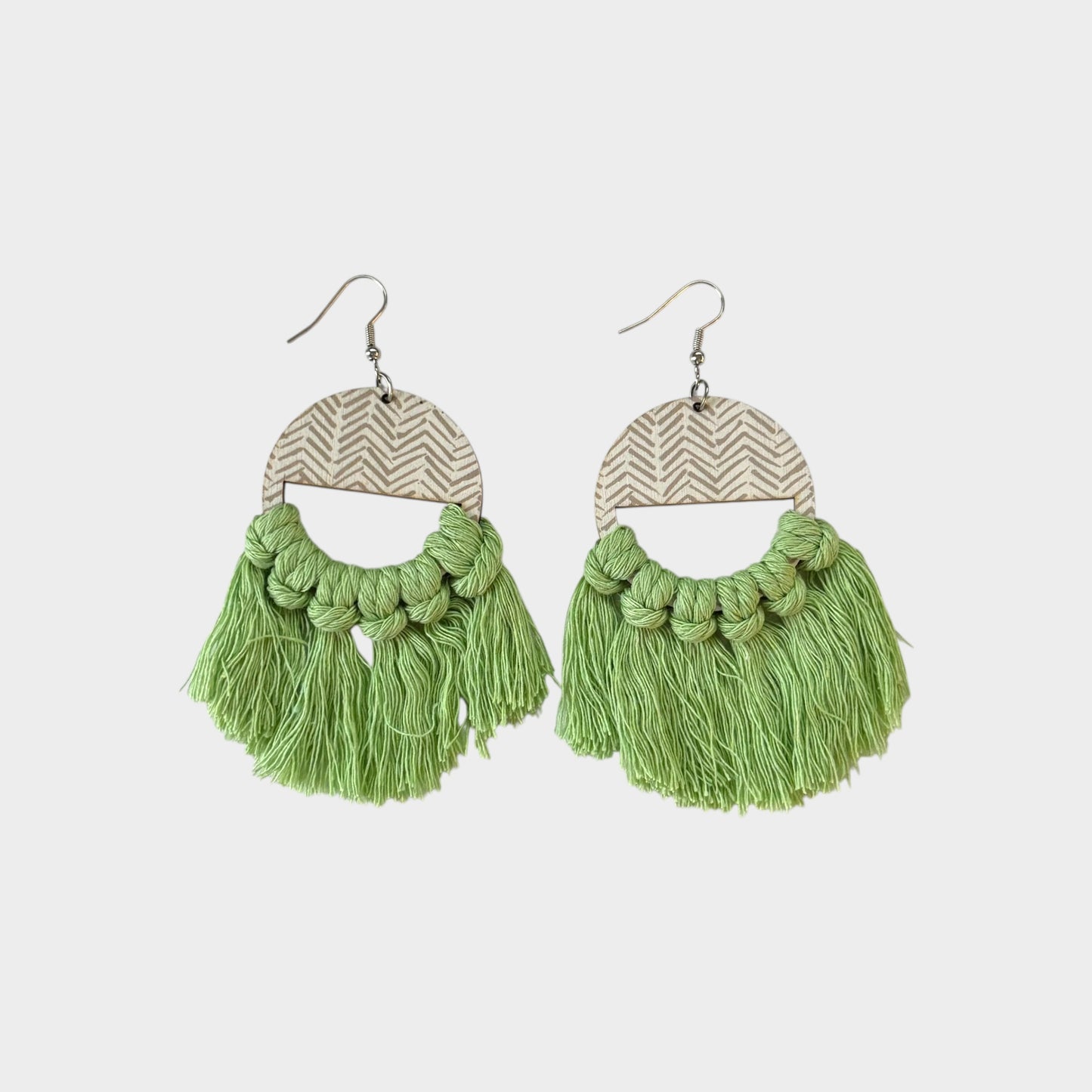 Boho Mint Macramé Fringe Earrings