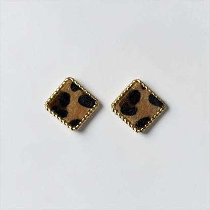 Leopard Print Square Stud Earrings
