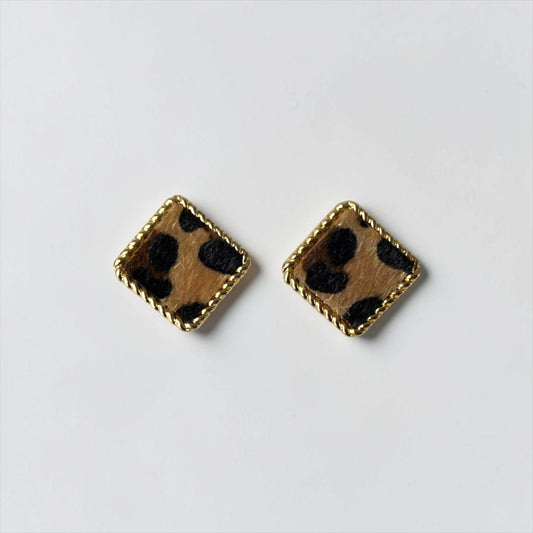Leopard Print Square Stud Earrings