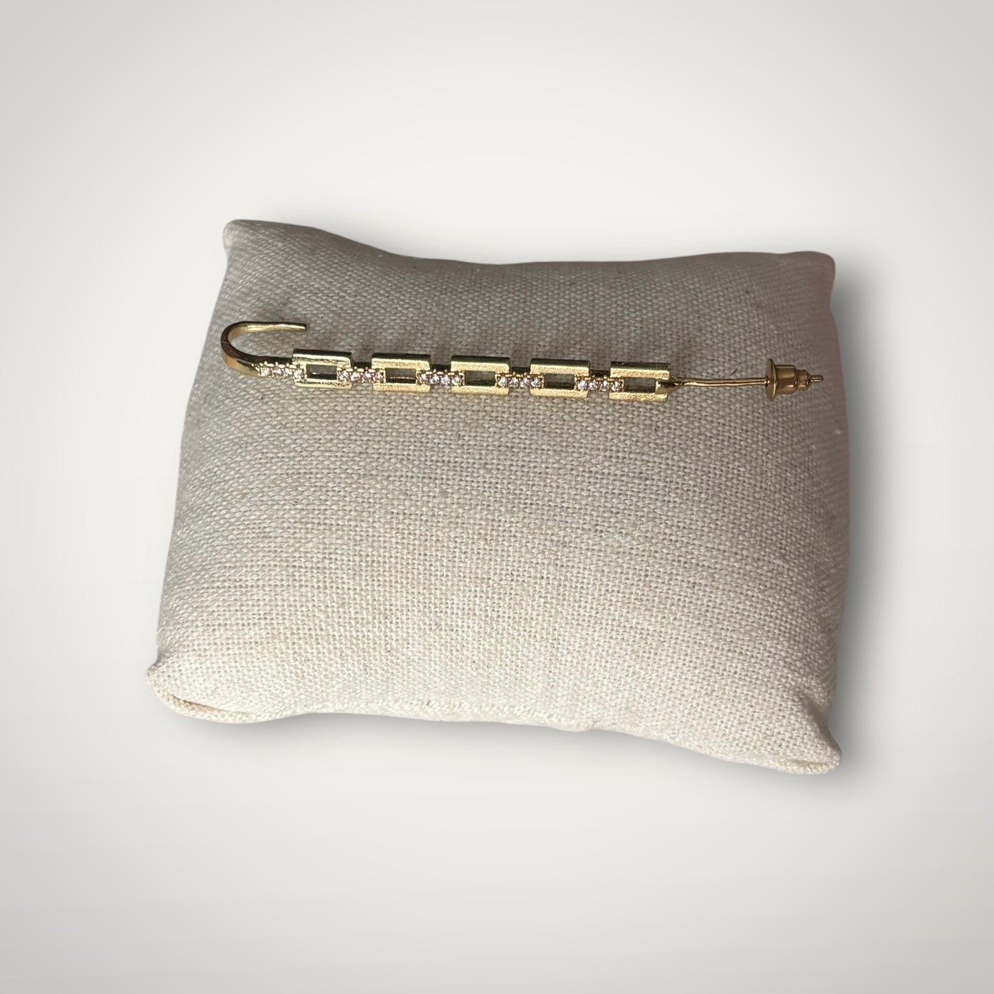 One Piece Crystals Long Gold Earring