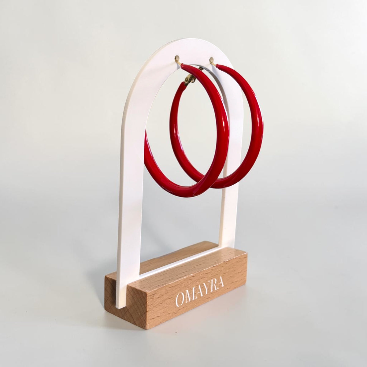 Red Hoop Earrings with Gold-Tone Accents