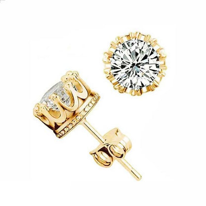 Crown Gold Stud Earrings