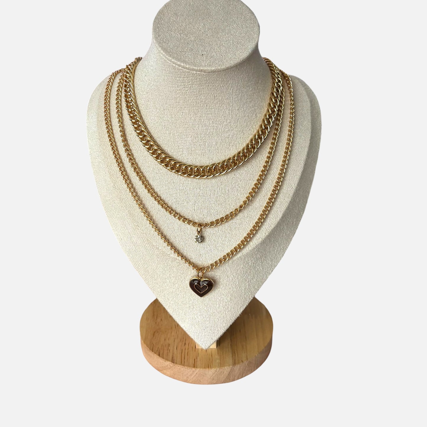 Golden Heart Layered Choker Necklace