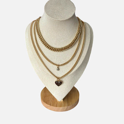 Golden Heart Layered Choker Necklace