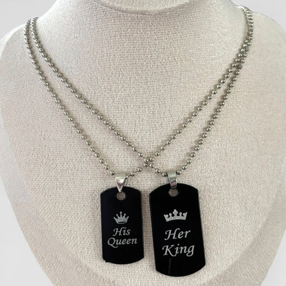 Her King His Queen Matching Couple Necklaces