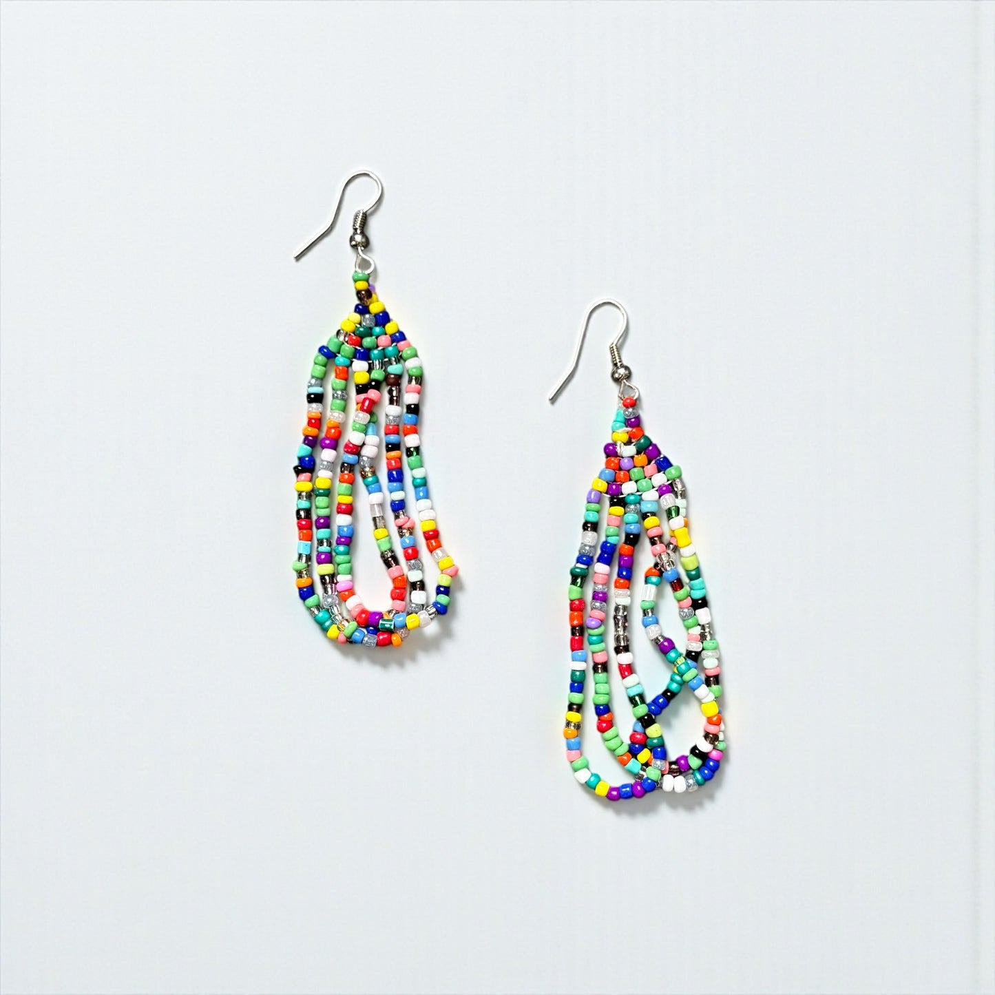 Geometric Beaded Drop Earrings