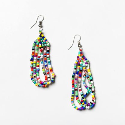 Geometric Beaded Dangle Earrings