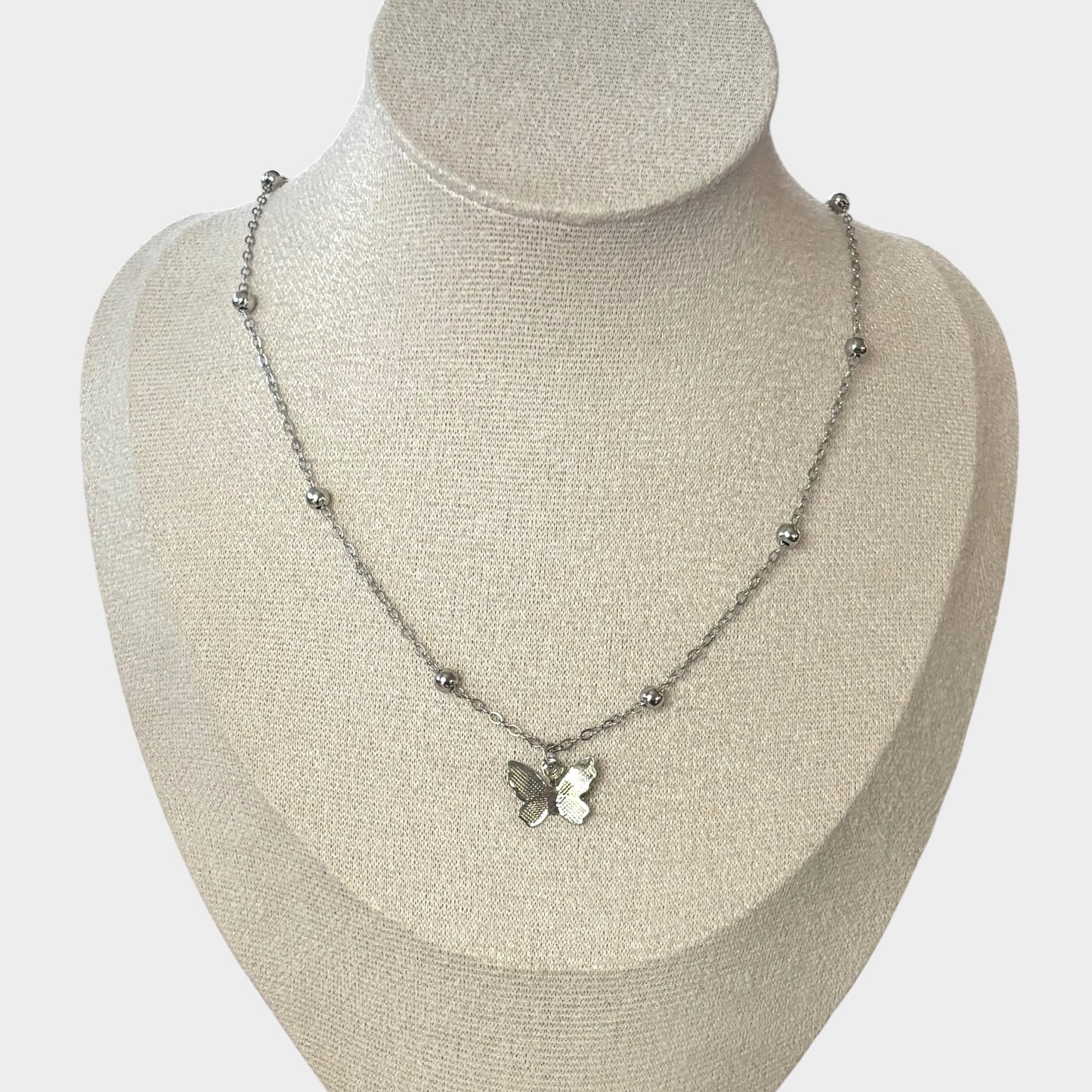 Butterfly Silver Choker W/ Back Chain Tassel