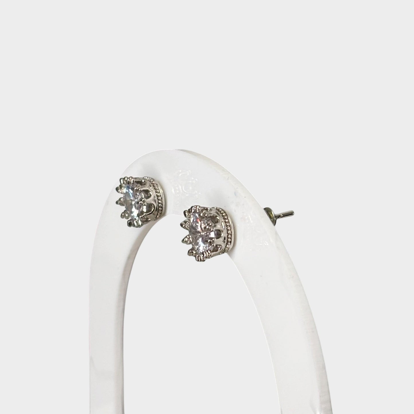 Crown Silver Stud Earrings