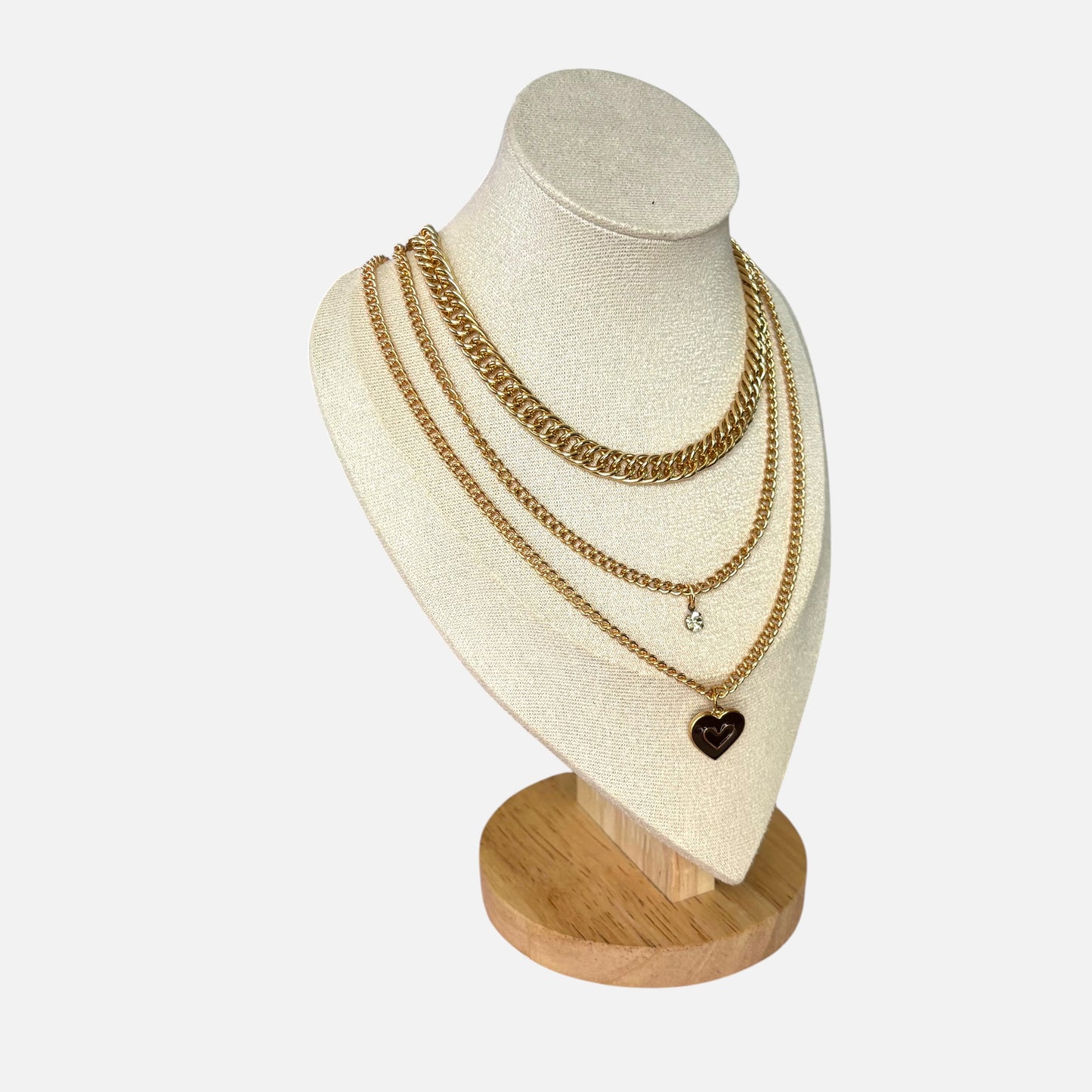 Golden Heart Layered Choker Necklace