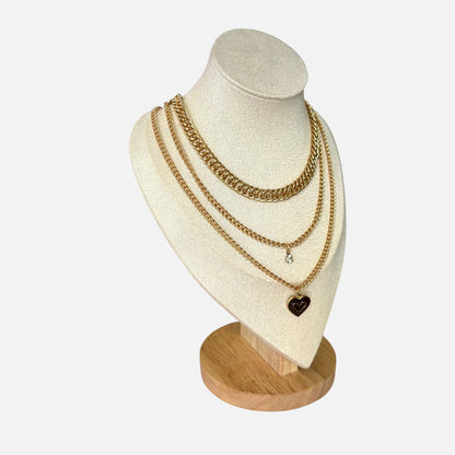 Golden Heart Layered Choker Necklace
