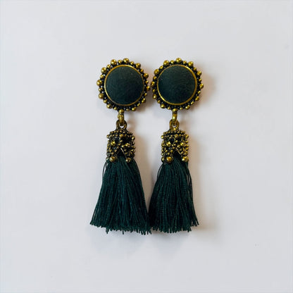Vintage Women Velvet Green Earrings