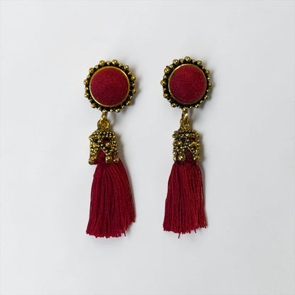 Vintage Women Velvet Red Earrings