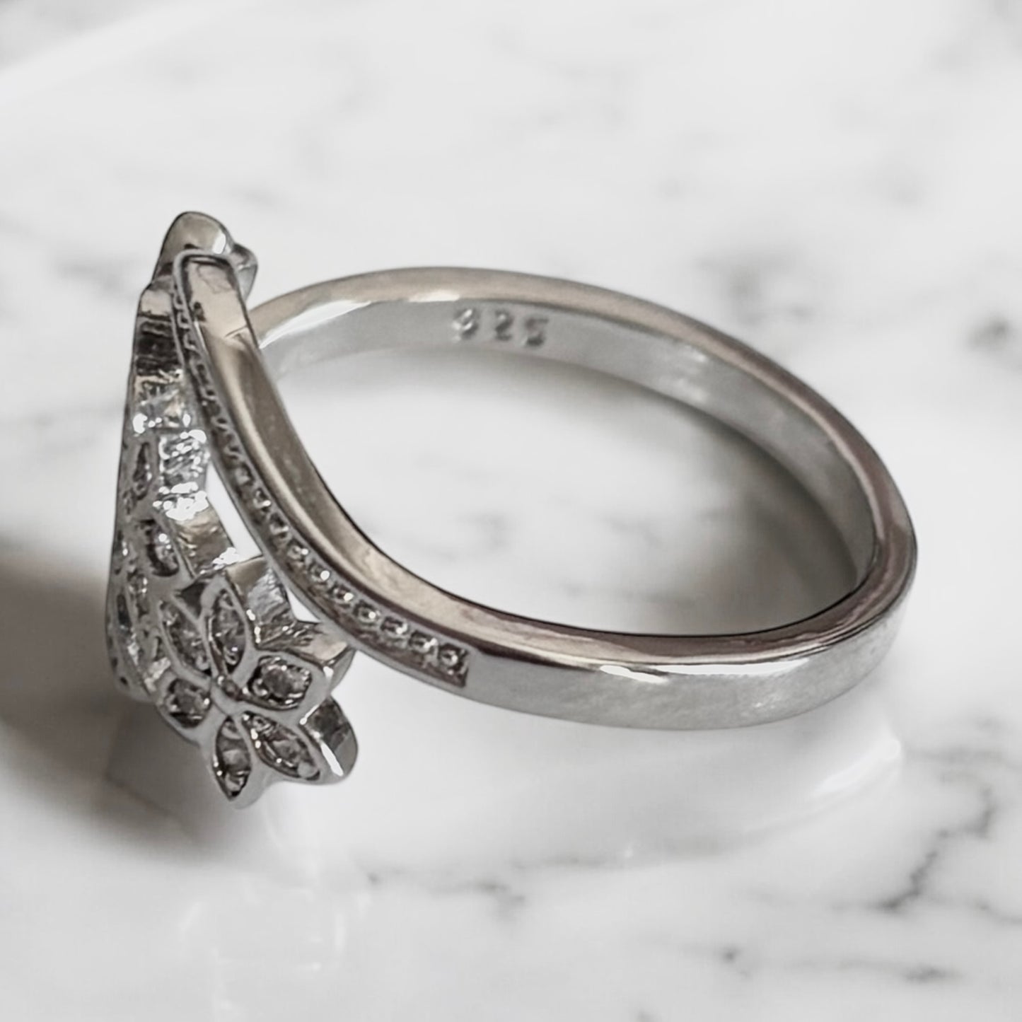 Adjustable 925 Sterling Silver Flower Ring