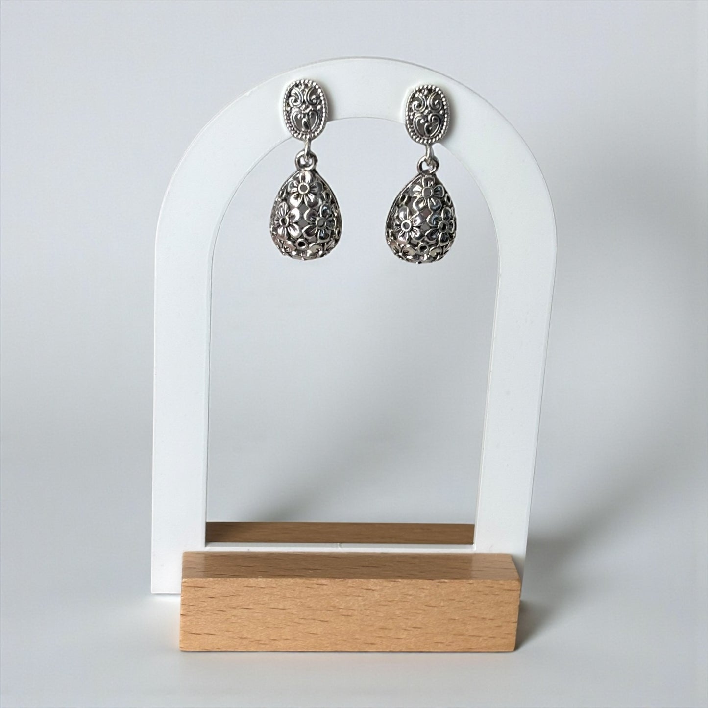 Silver Small Dangle Flower Earring