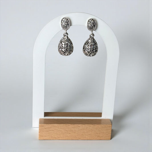 Silver Small Dangle Flower Earring