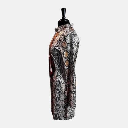 Vestido corto de mujer de manga larga con estampado de leopardo y labios rojos