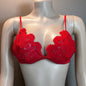 Red Women Red Lace Floral Bralette