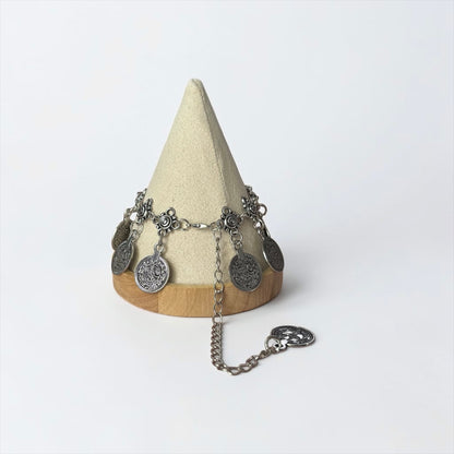 Vintage Silver Coin Charm Anklet