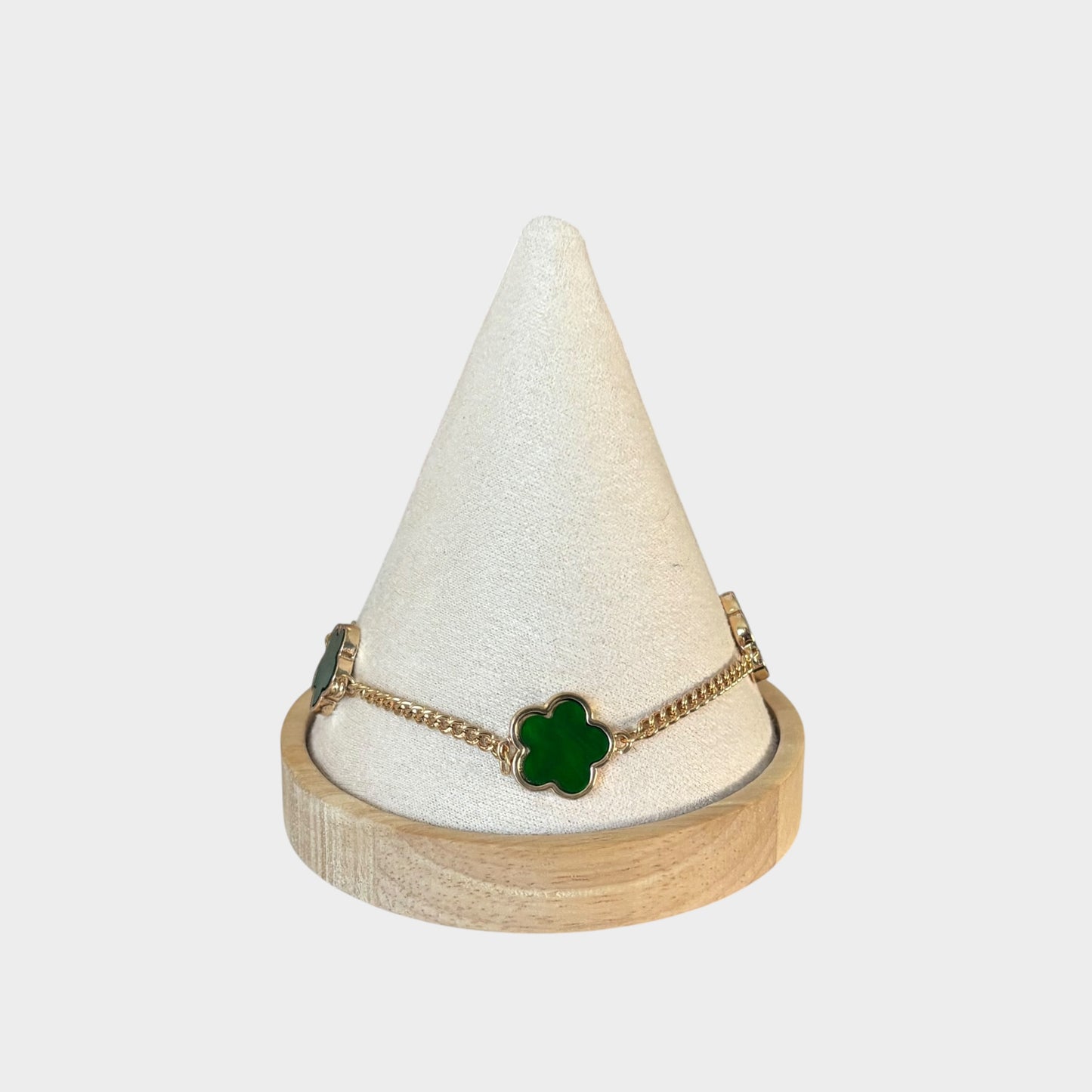 Gold & Green Clover Necklace, Bracelet & Earrings Set