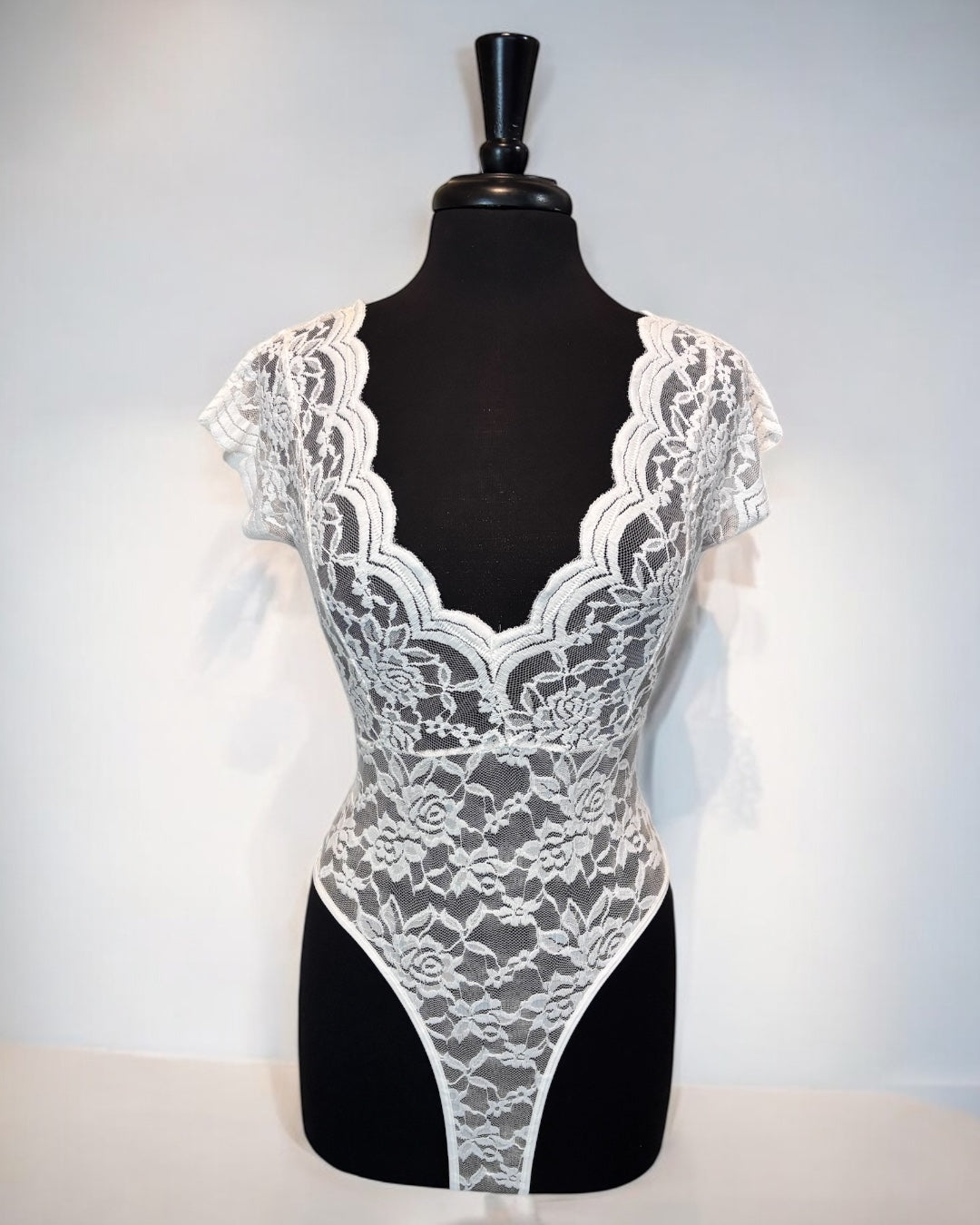White Women Backless Lace Bodysuit