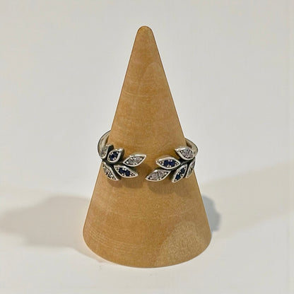 Anillo ajustable de hoja azul