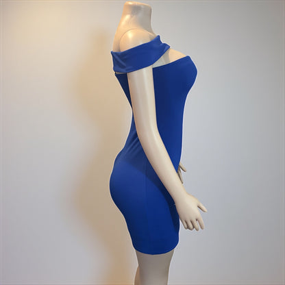 Off shoulder Women Royal Blue Dress