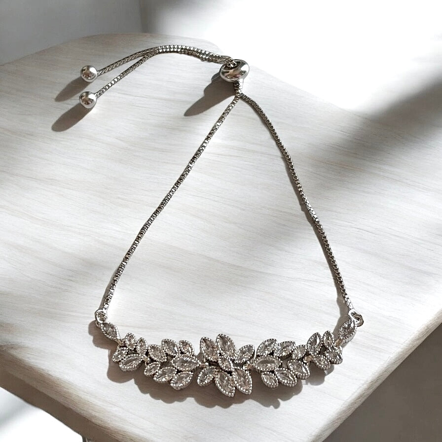 Pulsera de plata de ley ajustable de lujo para mujer