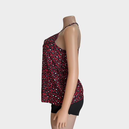 Wine Red Leopard Printed Racerback Tank Top