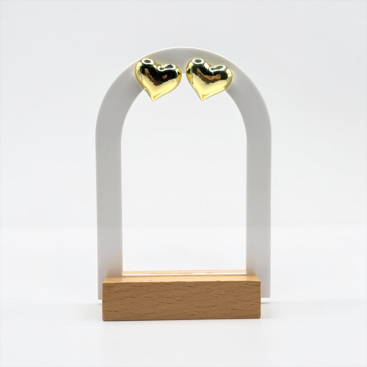 Polished Gold Heart Stud Earrings