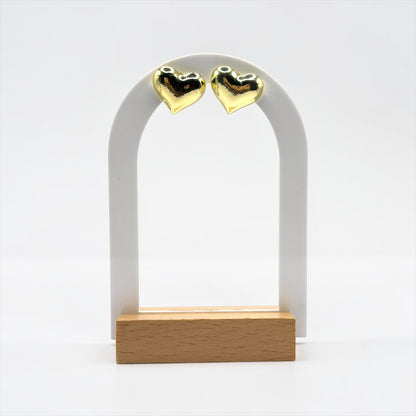 Polished Gold Heart Stud Earrings