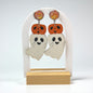 Pumpkin Ghost Wood Drop Earrings