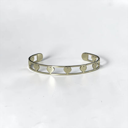 Silver Heart Cuff Bracelet & Adjustable Ring Set