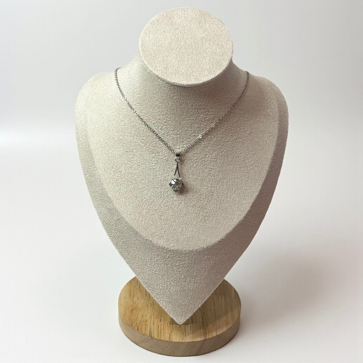 Long Pendant Silver Gem Necklace