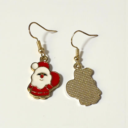 Santa With Red Gift Bag Mini Earrings