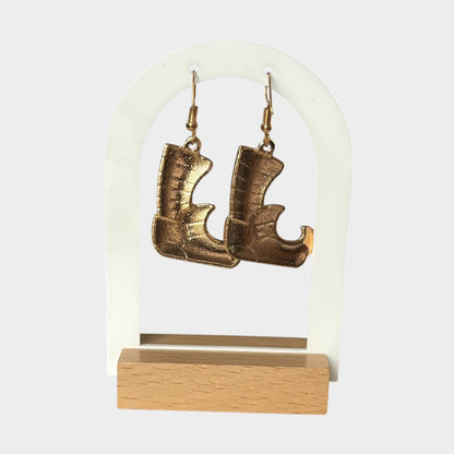 Lucky Green Elf Boot Dangle Earrings