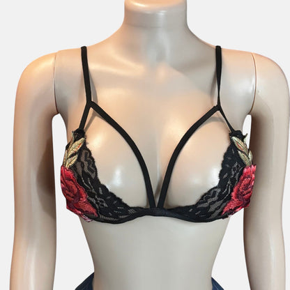 Sujetador floral sin aros con encaje sexy para mujer de Rose