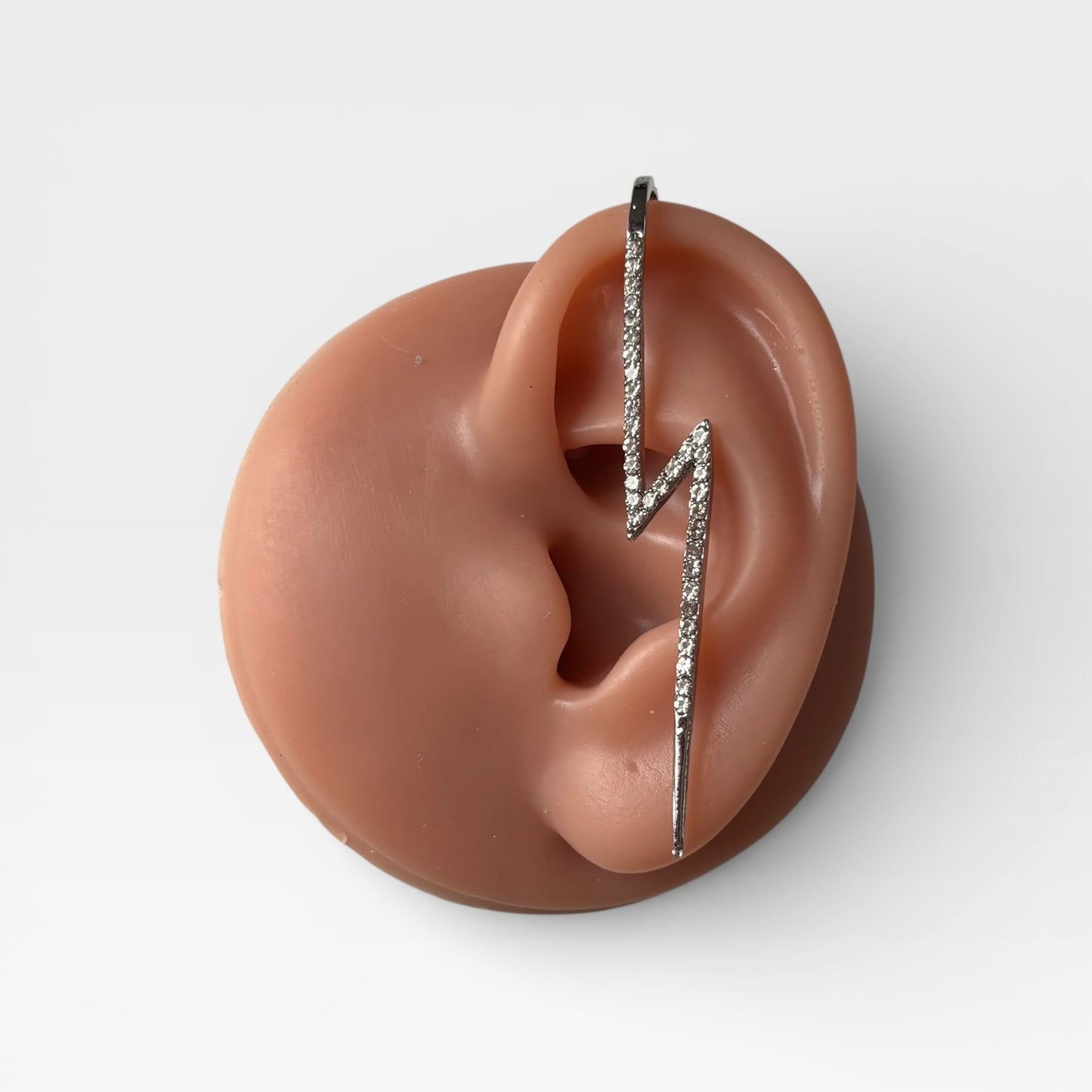 One Piece Crystals Silver Earring