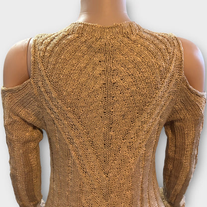 Suéter de punto de manga larga con hombros descubiertos para mujer