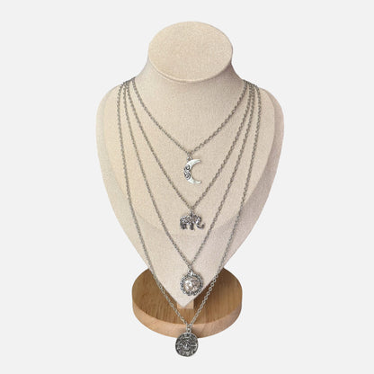Mystic Charm Layered Silver Necklace