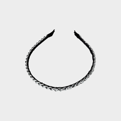 Elegant Black Headband with Silver Chain Accent