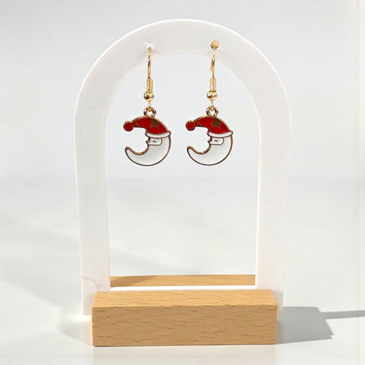 Moon Santa Hat Small Earring