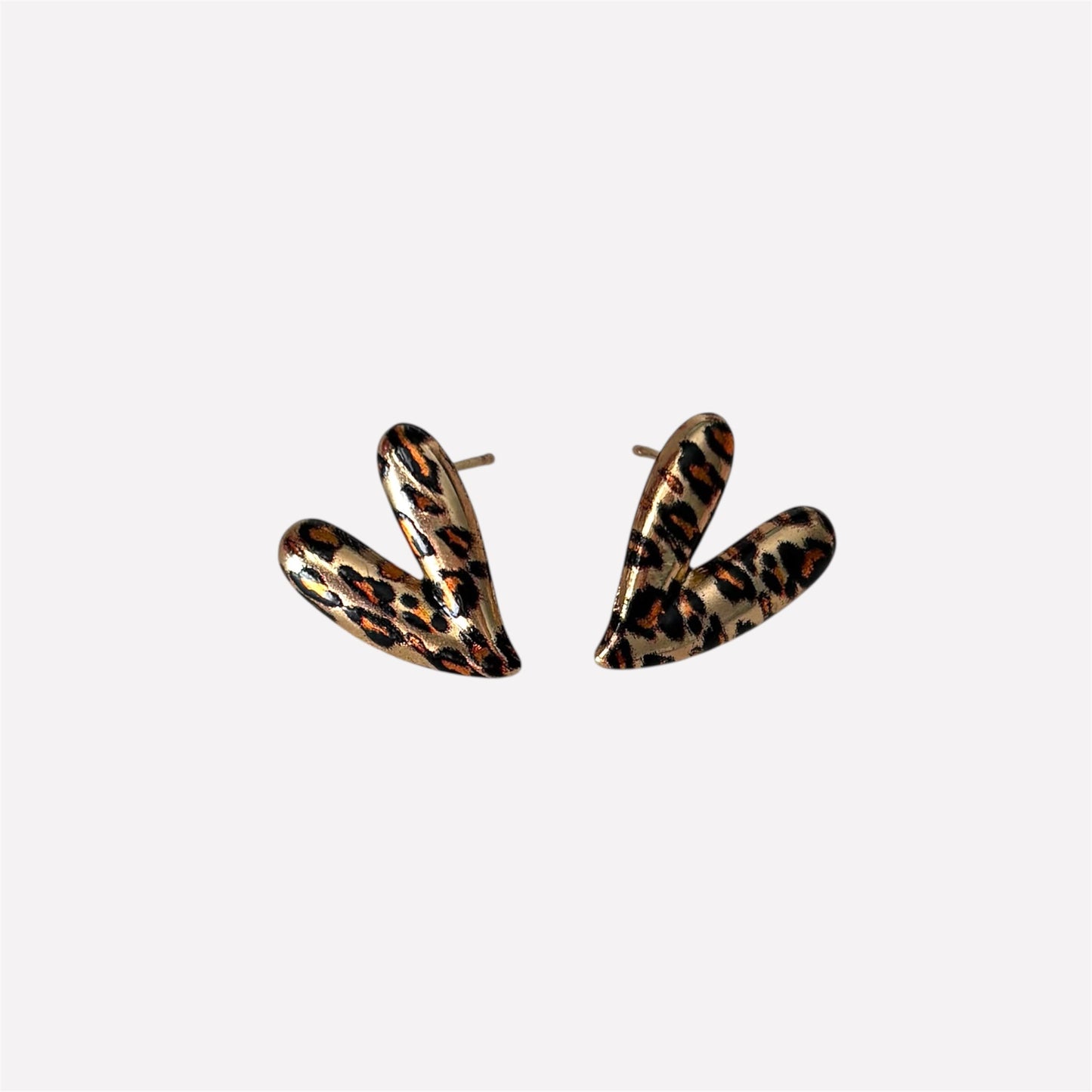 Cheetah Heart Shape Small Stud Earring