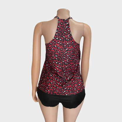 Wine Red Leopard Printed Racerback Tank Top